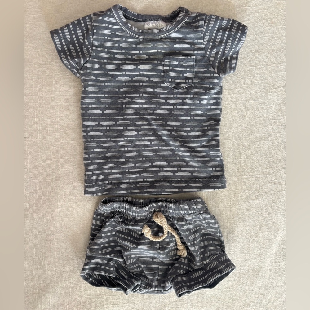 Mebie Baby Gray Blue 0-3M Set